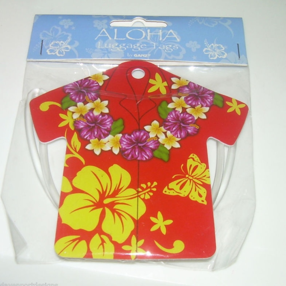 Hawaiian Shirt Luggage Tag Red Orange Aloha New Cruise Islands